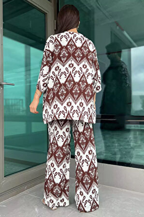 Desenli Kimono İkili Takım