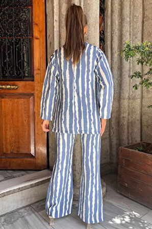Zebra Desen Ceket Pantolon Kadın İkili Takım