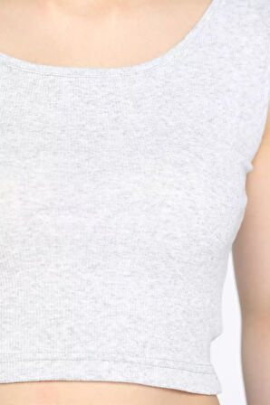 Kalın Askılı Likralı Kadın Kaşkorse Crop Tops Bluz