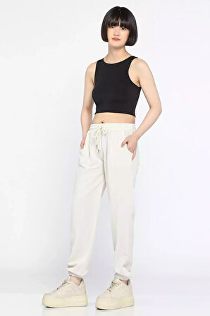 Paça Lastikli Jogger Keten Pantolon