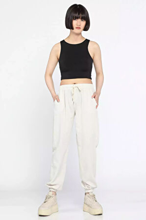Paça Lastikli Jogger Keten Pantolon