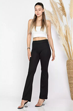 Yüksek Bel Scuba İspanyol Paça Kadın Pantolon