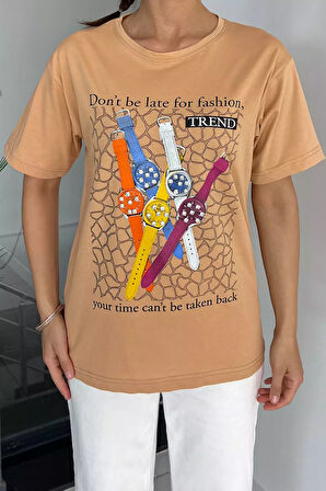 Salaş Yazı Ve Resim Basklı Kadın Tişört
