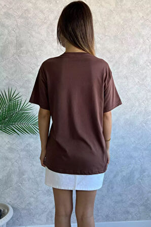 Salaş Yazı Ve Resim Basklı Kadın Tişört