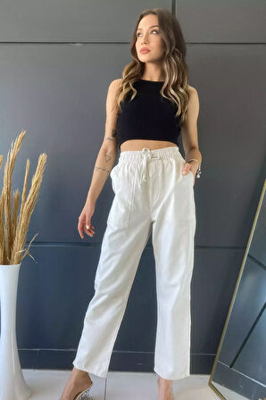 Yüksek Bel Cepli Kadın Pantolon