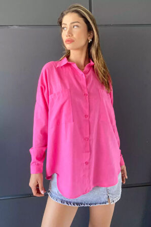 Çift Cepli Kadın Salaş Gömlek