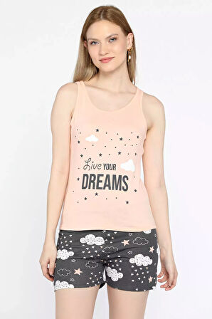 Eliz Desenli Kadın Şortlu Pijama Takımı