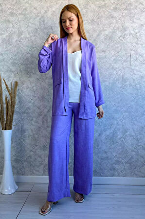 Kadın Ceket Bluz Pantolon Üçlü Takım