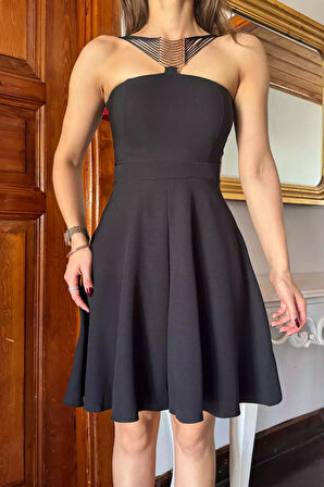 Metal Tokalı Kloş Abiye Elbise