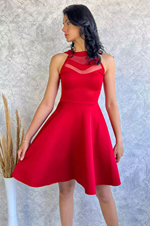 Robası Tüllü Kloş Dalgıç Abiye Elbise