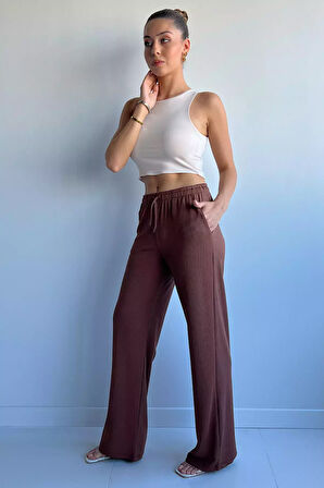 Fitilli Boru Paça Kadın Pantalon
