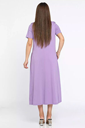 Gül Nakışlı Cepli Elbise