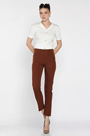 Ön Sahte Cepli Kadın Pantolon