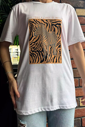 Zebra Baskılı Kadın Tişört