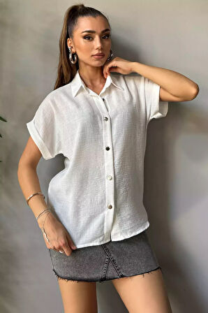 Kol Ucu Katlamalı Kadın Gömlek