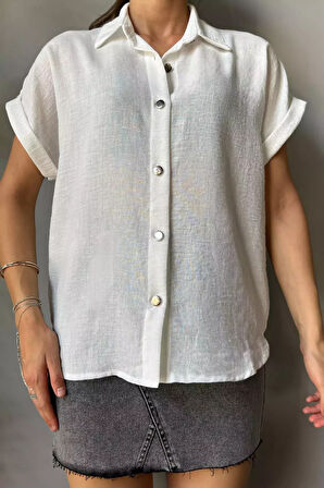 Kol Ucu Katlamalı Kadın Gömlek