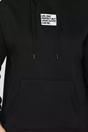 Kapüşonlu Üç İplik Şardonlu Kadın Sweatshirt