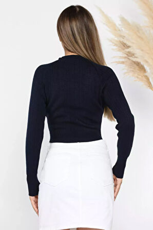 Fitilli Crop Triko Kazak