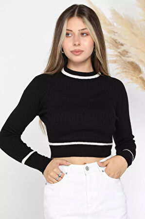 Fitilli Crop Triko Kazak