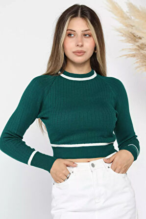 Fitilli Crop Triko Kazak