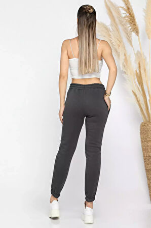 Kadın Paça Lastikli Şardonlu Üç İplik Eşofman Altı