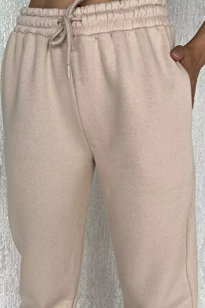 Kadın Paça Lastikli Şardonlu Üç İplik Eşofman Altı