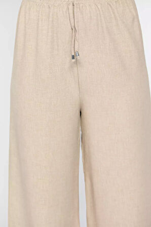 Kadın Bel Lastikli Bol Paça Pantolon