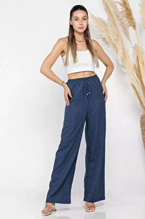 Kadın Bel Lastikli Bol Paça Pantolon