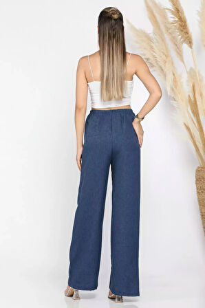 Kadın Bel Lastikli Bol Paça Pantolon