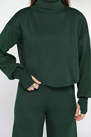 Crop Kazak Pantolon Triko İkili Takım