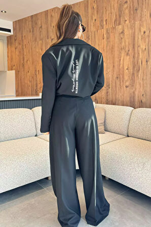 Kadın Kemerli Bel Piliseli Bol Paça Palazzo Pantolon