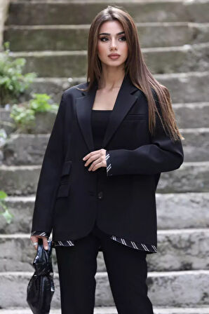 Kadın Astarlı Oversize Blazer Ceket