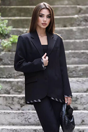 Kadın Astarlı Oversize Blazer Ceket
