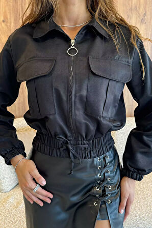 Kadın Bel Lastikli Mevsimlik Mont