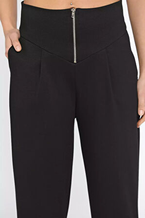 Kadın Pile Detaylı Fermuarlı Pantolon