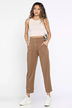 Kadın Pile Detaylı Fermuarlı Pantolon