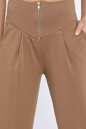 Kadın Pile Detaylı Fermuarlı Pantolon