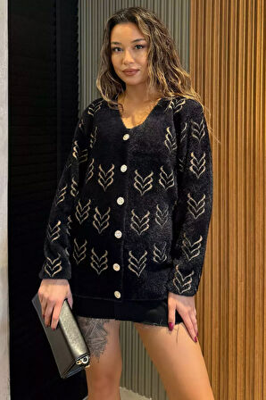 Kadın Yumoş İplik Sakallı Triko Ceket