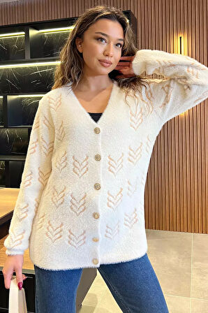 Kadın Yumoş İplik Sakallı Triko Ceket