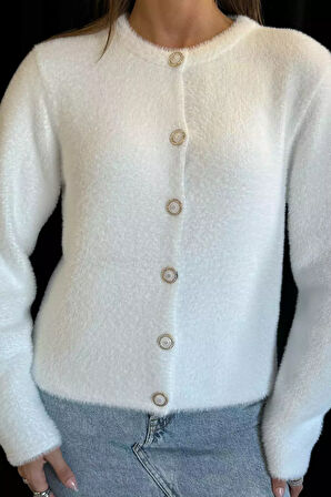 Yumoş İplik Kadın Sakallı Triko Ceket