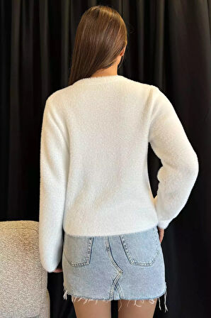 Yumoş İplik Kadın Sakallı Triko Ceket