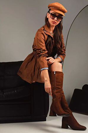 Kadın Bel Bağcıklı Astarlı Trençkot