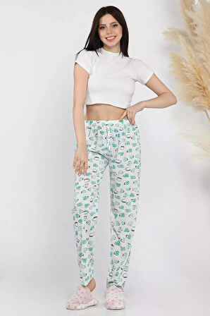 Kadın Beli Lastikli Desenli Pijama Altı