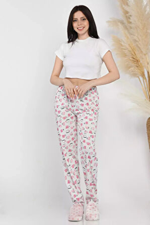 Kadın Beli Lastikli Desenli Pijama Altı