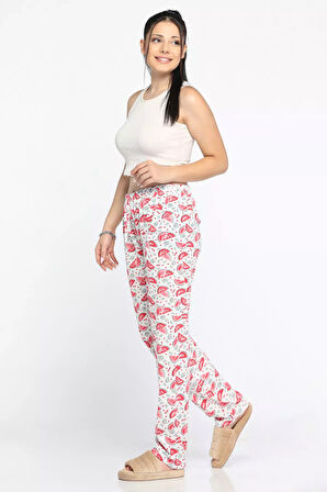 Kadın Beli Lastikli Desenli Pijama Altı