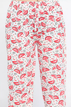 Kadın Beli Lastikli Desenli Pijama Altı