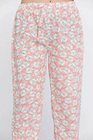 Kadın Beli Lastikli Desenli Pijama Altı
