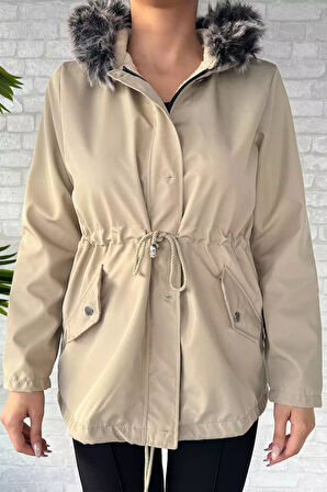 Kadın Kapüşonlu İçi Peluş Mont