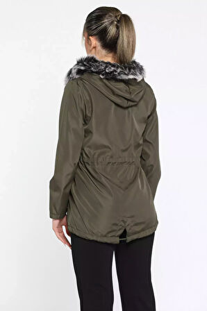 Kadın Kapüşonlu İçi Peluş Mont