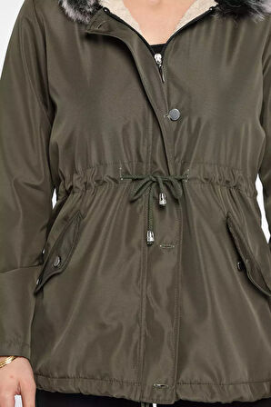 Kadın Kapüşonlu İçi Peluş Mont